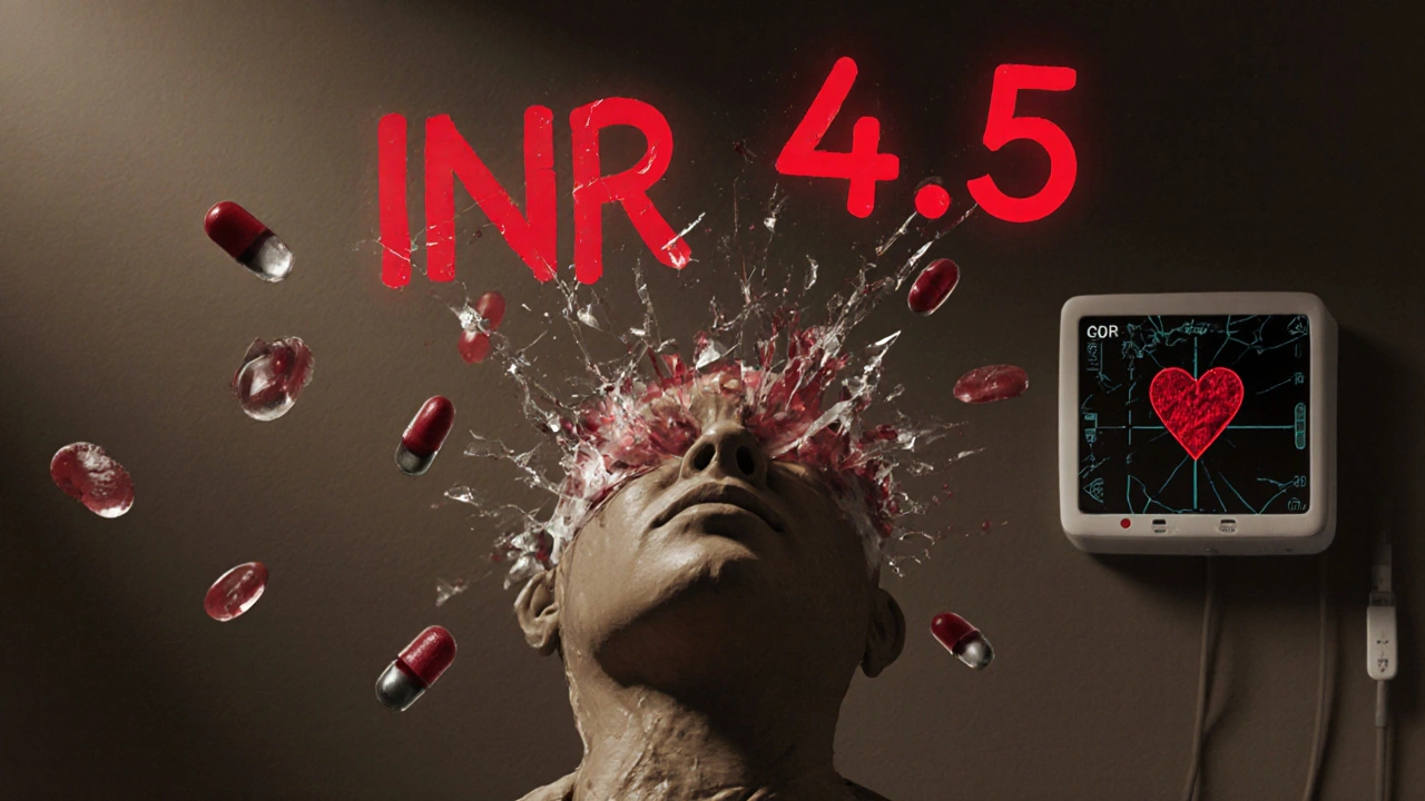 Someone taking ginkgo biloba while on warfarin, with blood cells turning to glass and INR levels spiking dangerously high.