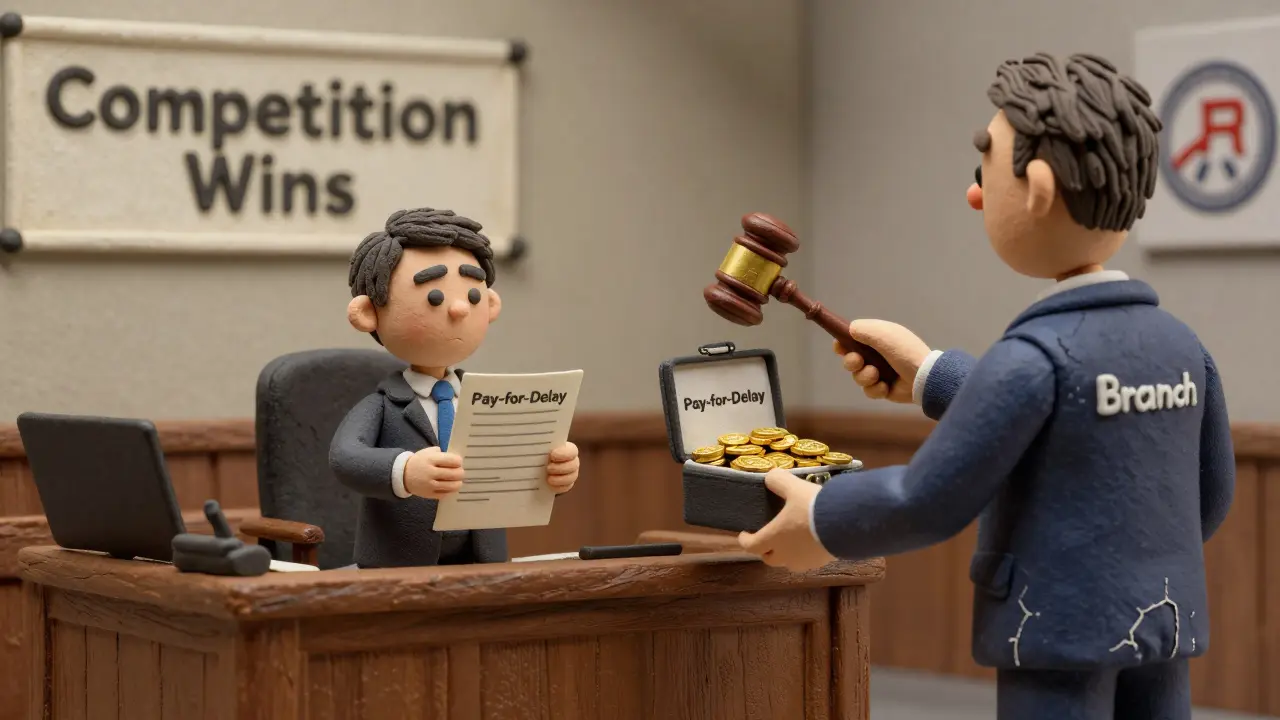 Generic manufacturer presenting a patent challenge in court as a brand-name company offers a pay-for-delay bribe.